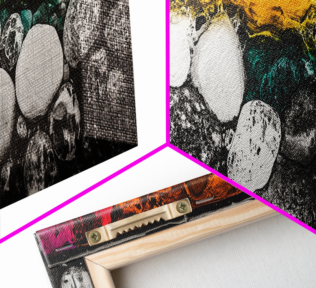 Abstract Stones, Modern Art, Vibrant Wall Decor, Canvas Print, Black White Orange, Office Art, Contemporary Home Decor, Large Wall Art