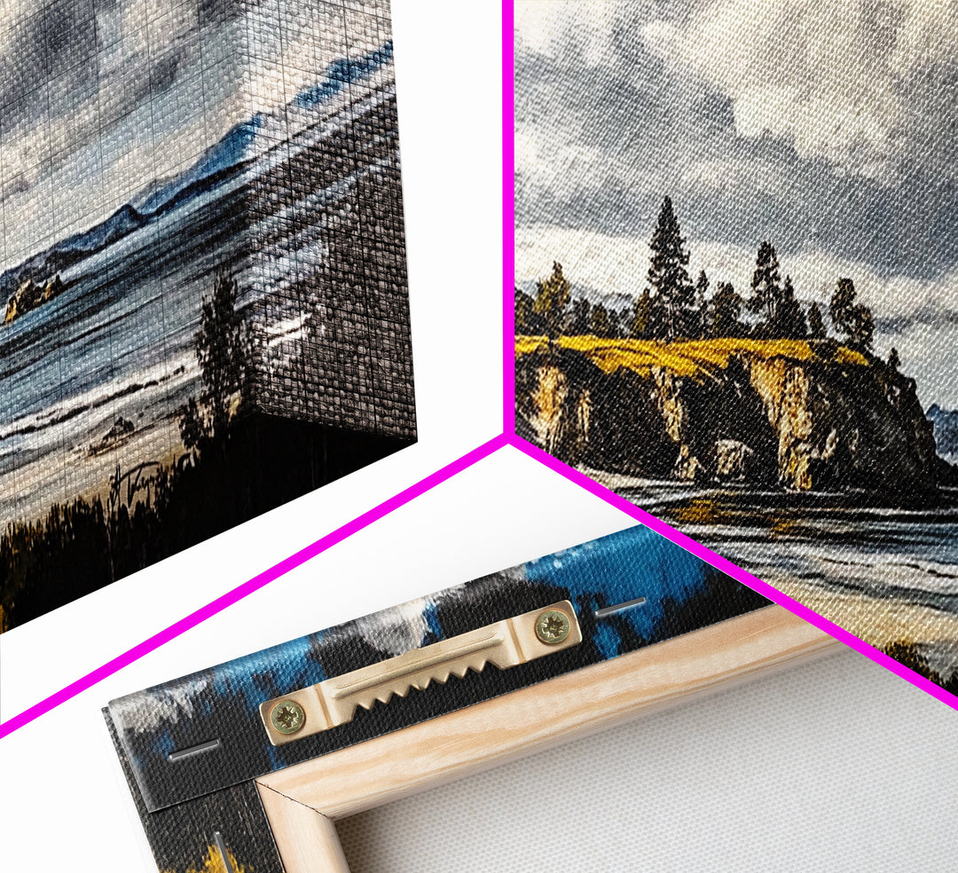 Dramatic Beach, Blue Sky, Coastal Landscape Art, Canvas Print, Modern Nature Decor, Living Room Artwork, Large Scenic Wall Art