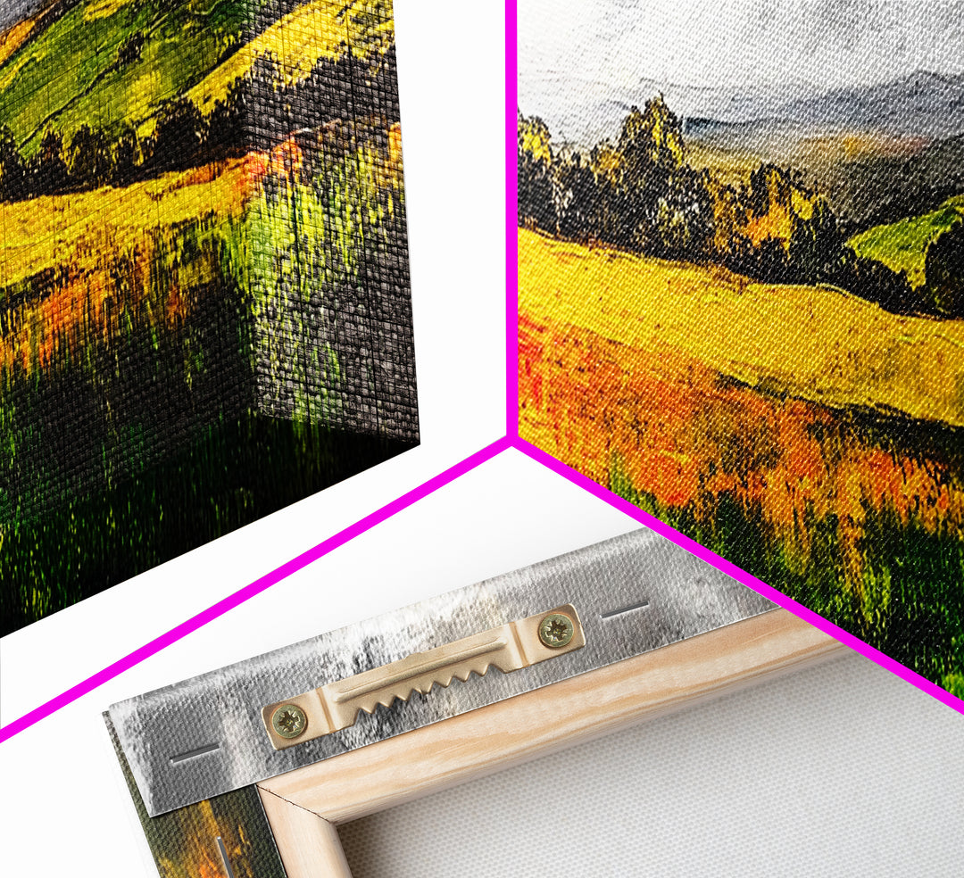 Rolling Hills, Golden Fields, Nature Landscape Art, Framed Canvas Print, Rustic Home Decor, Modern Farmhouse Wall Art, Large Artwork