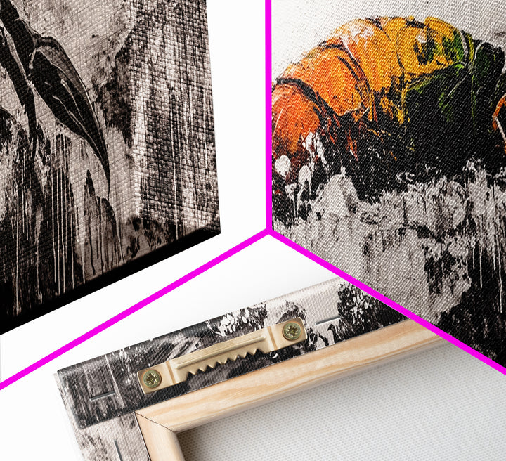 Crashing Waves, Lobster Art, Coastal Abstract, Canvas Print, Nautical Home Decor, Seafood Kitchen Art, Beach House Wall Art