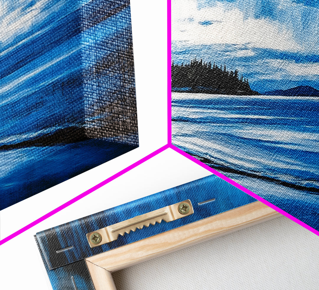 Blue Horizon, Twilight Seascape, Tranquil Beach Wall Art, Canvas Print, Calming Coastal Painting, Bedroom Relaxation Decor, Ocean Serenity