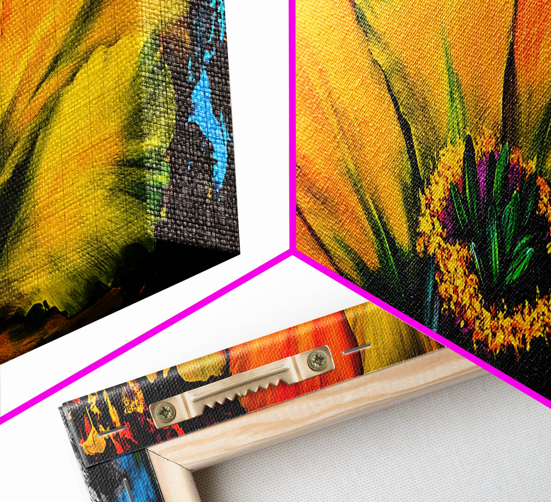 Abstract Flower, Bold Colors, Floral Wall Art, Vibrant Home Decor, Modern Impressionism, Fall Decor, Framed Canvas Print, Bedroom Wall Art