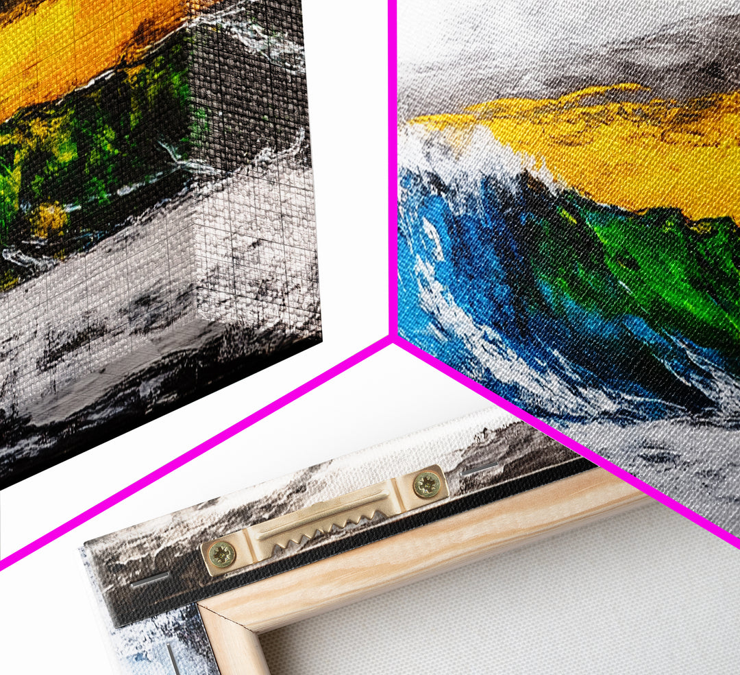 Blue, Green, Wave, Framed Canvas Print, Ocean Wall Art, Surfer Gift, Coastal Living Decor, Modern Abstract Seascape, Minimalist Art Piece