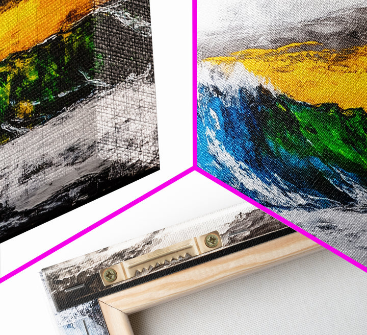 Blue, Green, Wave, Framed Canvas Print, Ocean Wall Art, Surfer Gift, Coastal Living Decor, Modern Abstract Seascape, Minimalist Art Piece