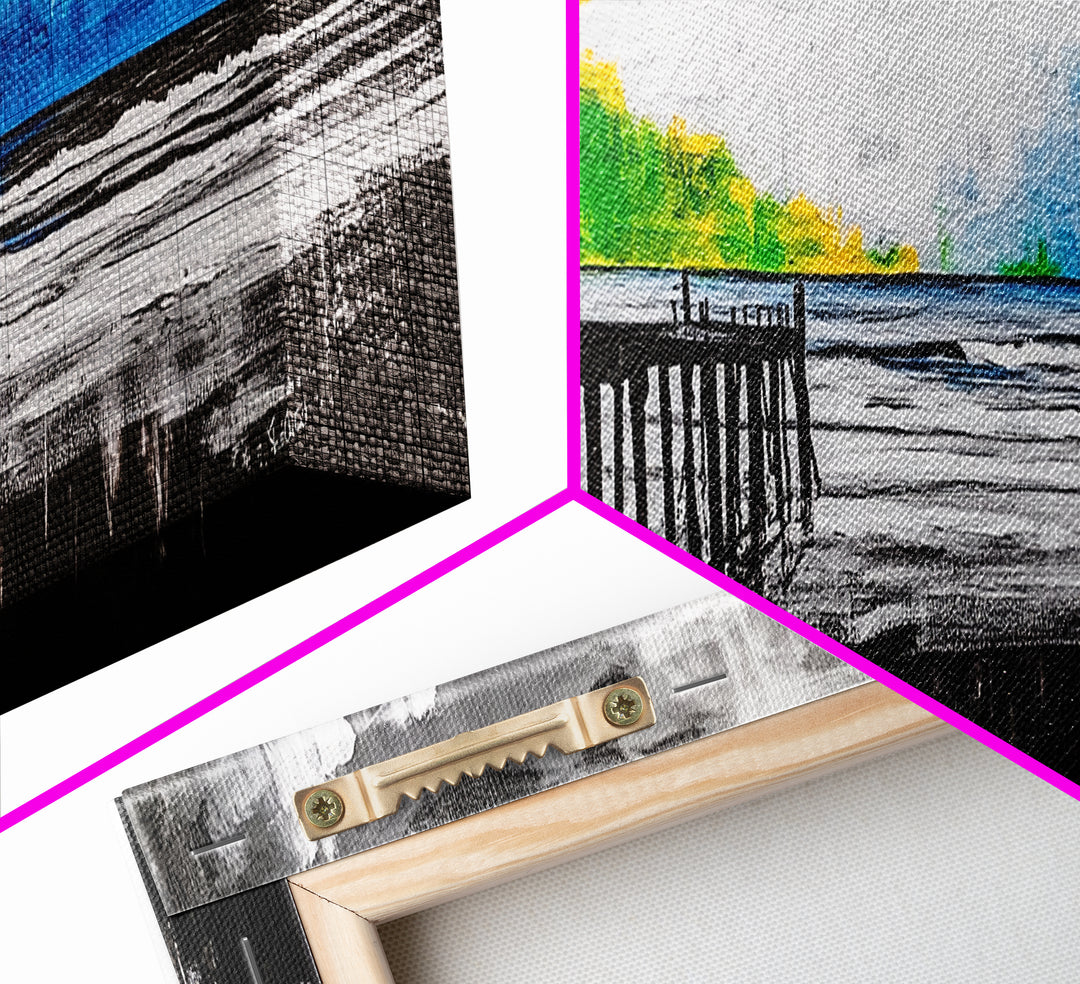 Pier, Beach, Ocean, Canvas Print, Black and White Coastal Art, Minimalist Wall Decor, Modern Seascape, Surf Inspired Painting, Nautical Theme
