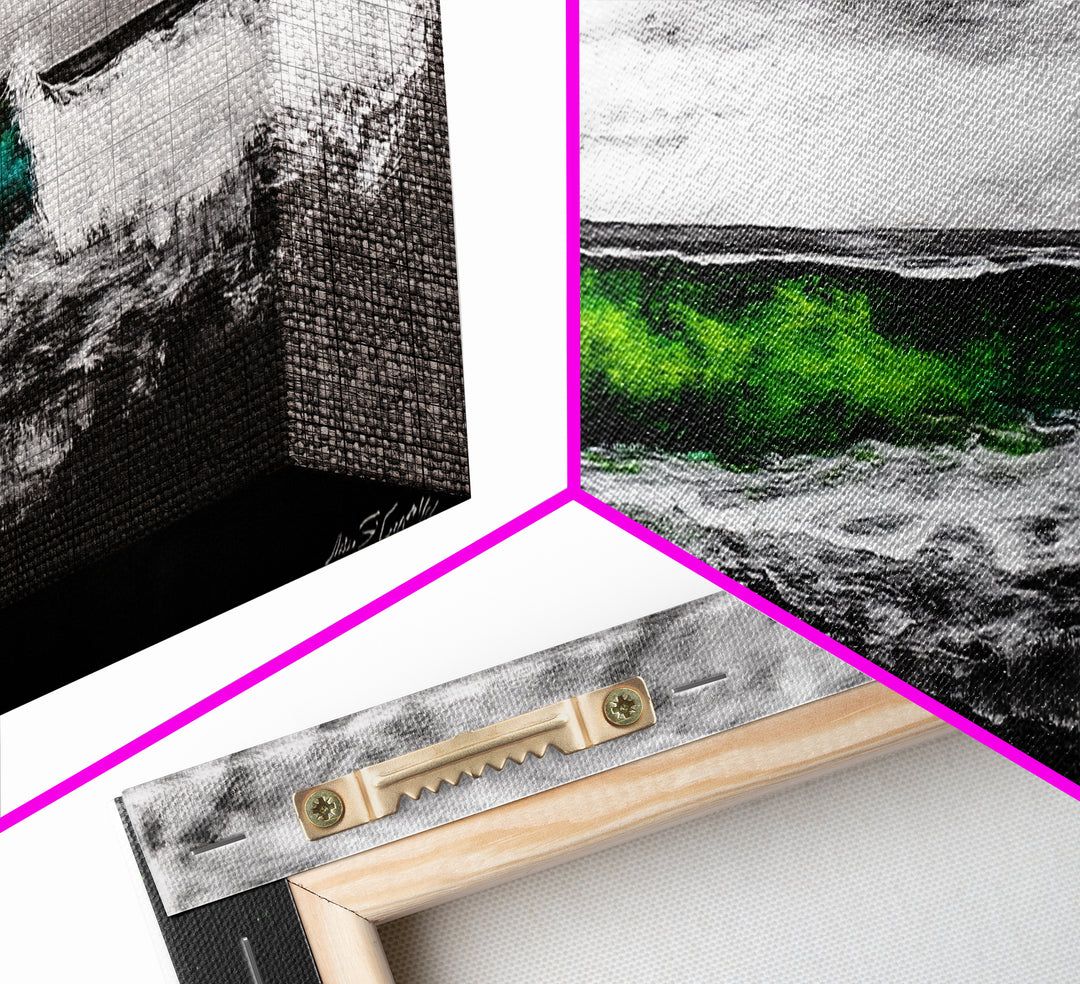 Rolling Waves, Coastal Decor, Stormy Seascape Print, Blue and White Art, Beach House Wall Art, Nautical Home Style, Framed Canvas Print