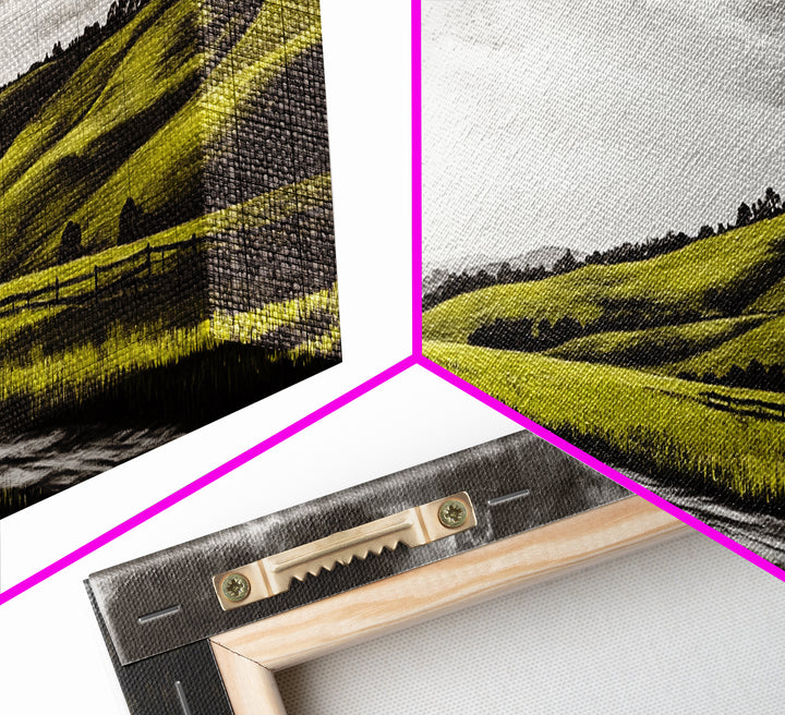 Rolling Hills, Nature Wall Art, Country Landscape Painting, Warm Autumn Tones, Rustic Home Decor, Framed Canvas Print, Living Room