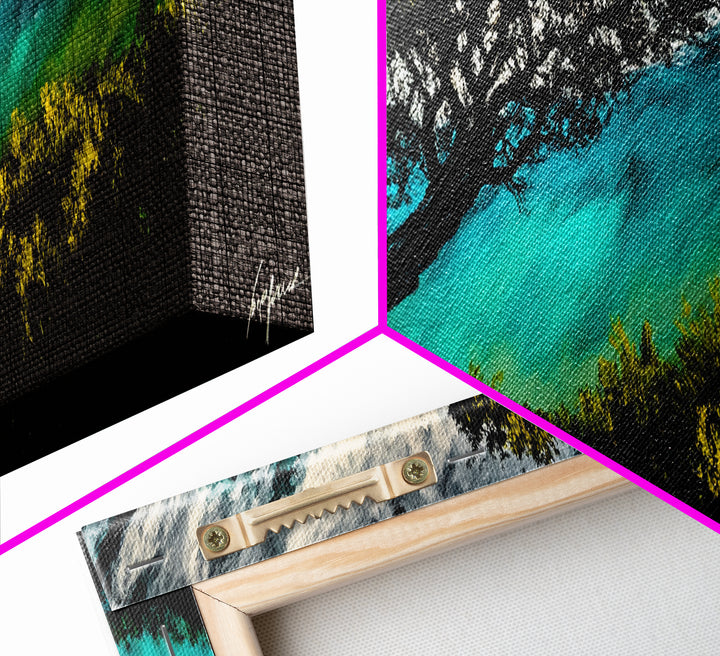 Abstract, Windy Tree, Coastal, Storm, Framed Canvas Print, Moody Wall Art, Large Wall Art, Nature Art, Modern Home Decor, Living Room Wall Art