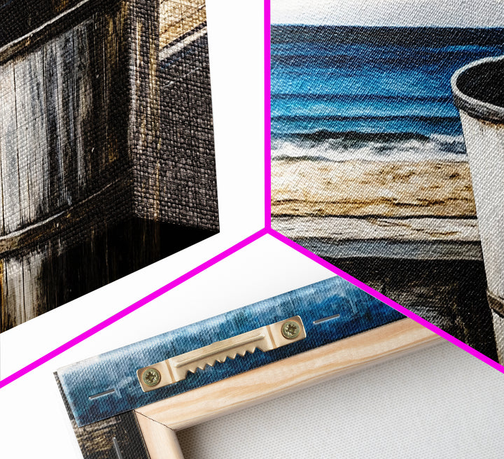 Beach Barrel, Nautical Wall Art, Coastal Home Decor, Canvas Print, Ocean Blue Wall Art, Rustic Seaside, Living Room Decor, Beach House Art