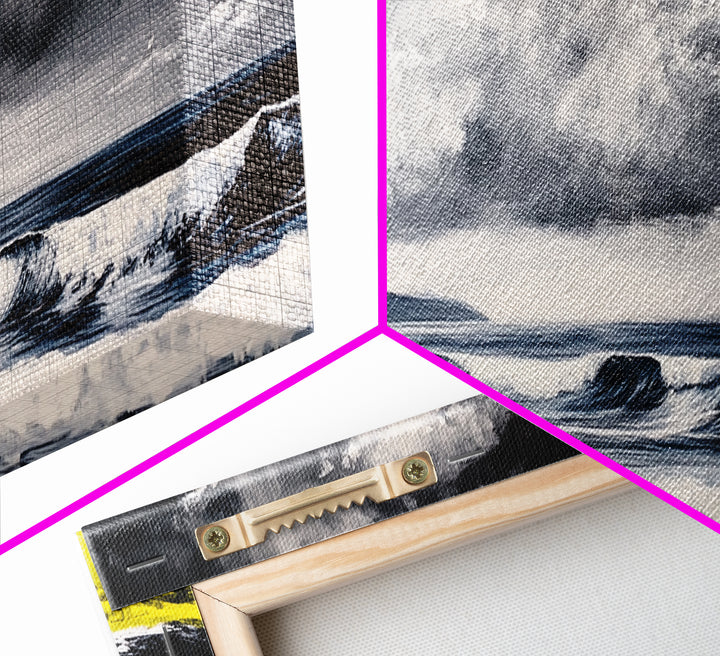 Stormy Waves, Coastal Landscape, Dramatic Ocean, Canvas Print, Nautical Wall Art, Beach House Decor, Seascape Painting, Living Room Art