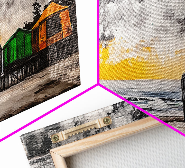 Coastal Retreat, Beach House Decor, Ocean Art, Canvas Print, Tropical Sunset Painting, Seaside Landscape, Serene Beach Art, Nautical Wall Art