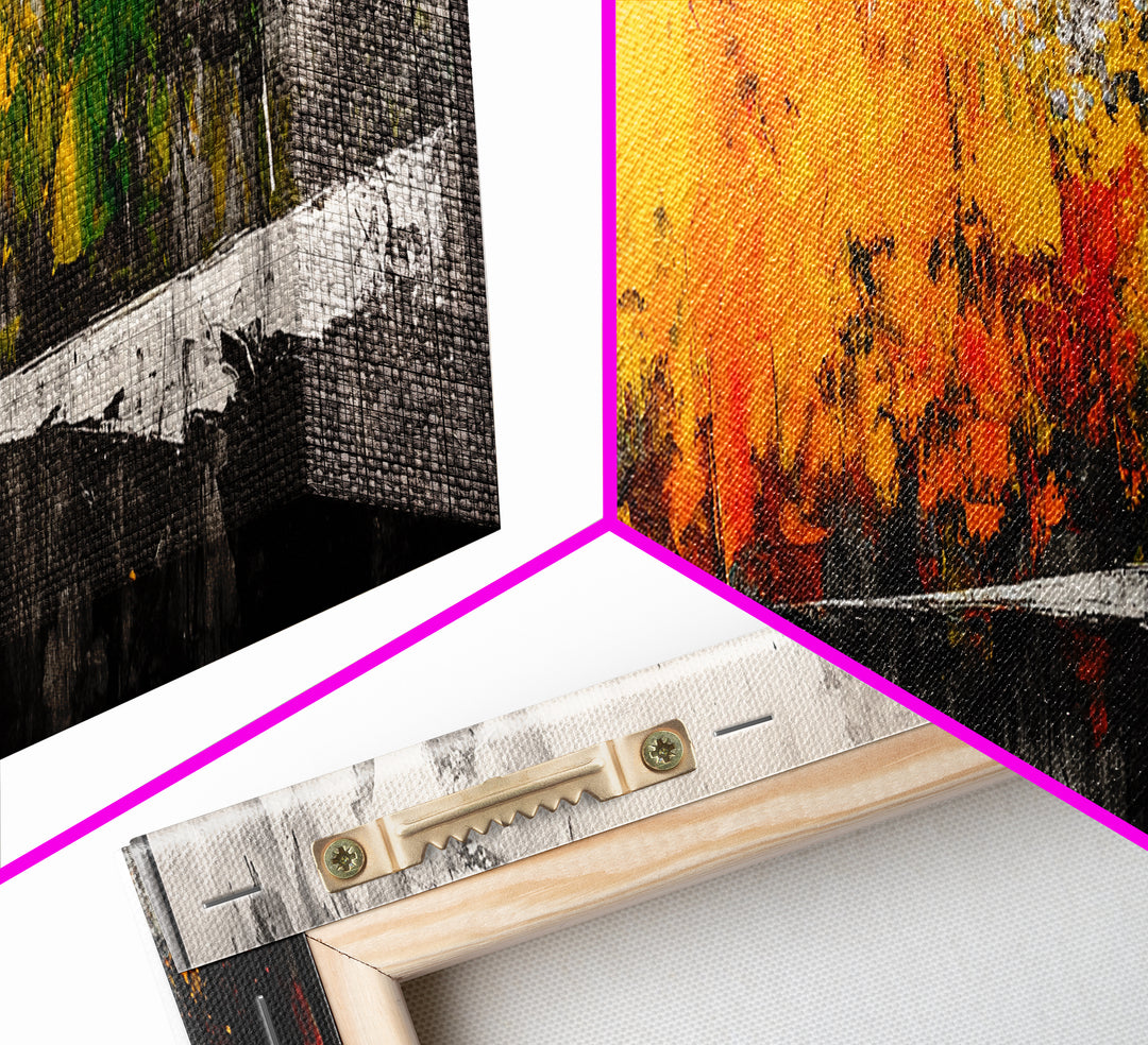 Autumn Forest, Vibrant Foliage, Fall Landscape, Nature Inspired Art, Framed Canvas Print, Cozy Home Decor, Rustic Cabin Wall Art, Boho Aesthetic