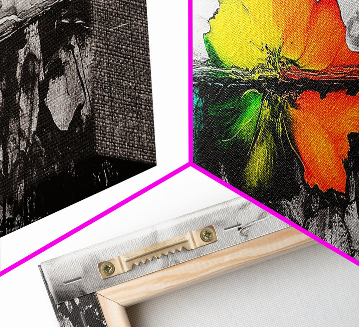 Abstract Floral Art, Floating Flower Print, Modern Botanical Wall Decor, Vibrant Nature Painting, Contemporary Canvas Print, Office Art