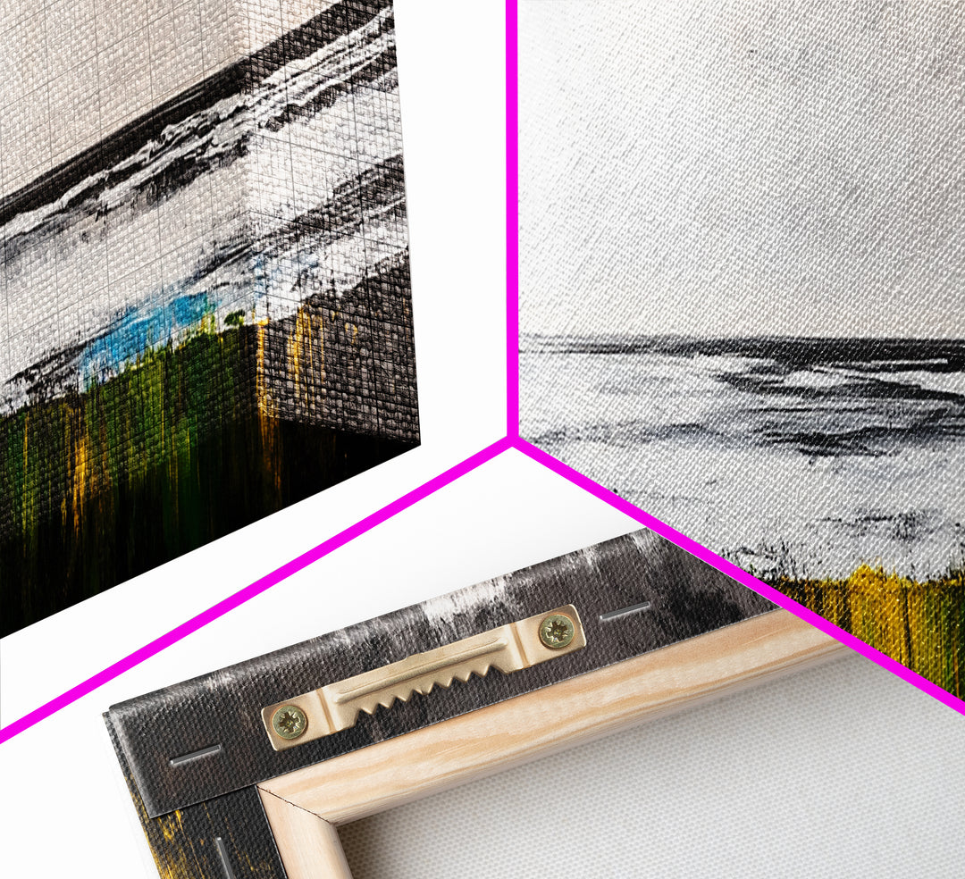 Cliffside View, Misty Ocean, Yellow Grass, Canvas Print, Coastal Landscape, Fall Wall Art, Nature Painting, Living Room Home Decor