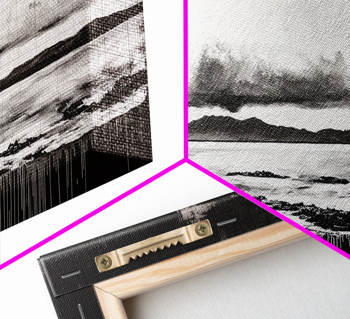 Black White Seascape, Ocean Storm, Dramatic Sky, Framed Canvas Print, Minimalist Art, Coastal Wall Decor, Office Accent, Nautical Home Art