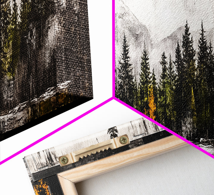 Autumn Forest, Mountain Landscape, Framed Canvas Print, Fall Wall Art, Nature Decor, Rustic Home Art, Modern Cabin Print, Office Art