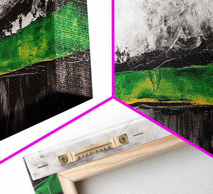 Bold Green Landscape, Abstract Horizon Art, Contemporary Nature Painting, Earthy Wall Decor, Office Wall Art, Framed Canvas Print