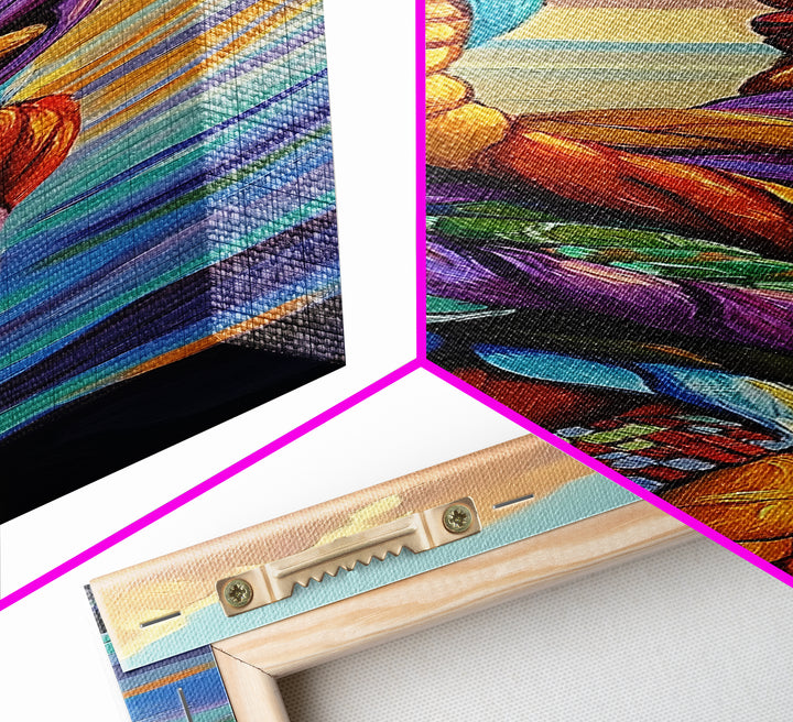 Nautical Rope, Abstract Art – Framed Canvas Print modern coastal wall art, vibrant marine themed decor, nautical nursery wall art, ocean painting