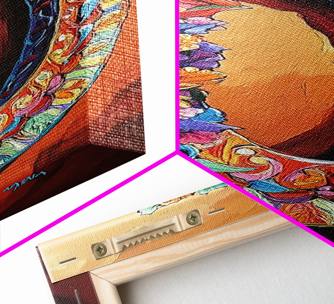 Autumn, Floral, Wreath, Decor, Framed Canvas Print, Fall boho wall art, rustic kitchen decor, entryway farmhouse painting, cozy orange tones