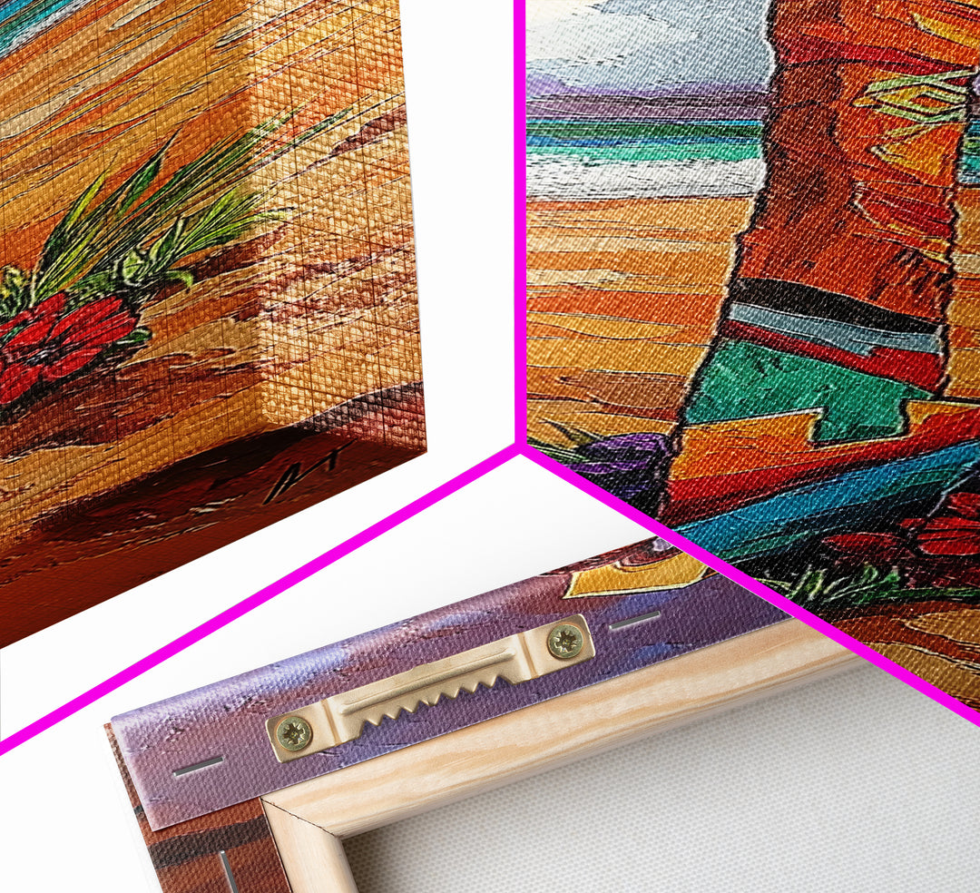 Beach Sword, Coastal Flowers, Tropical Beach Art, Vibrant Ocean Decor, Nautical Boho Style, Entryway Accent, Canvas Print