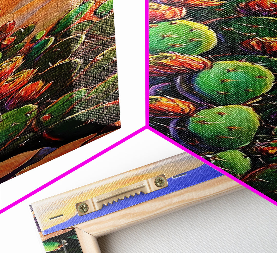 Cactus Bloom, Desert Art, Vibrant Southwestern Nature Decor, Boho Plant Lover Gift, Rustic Living Room Style, Canvas Print