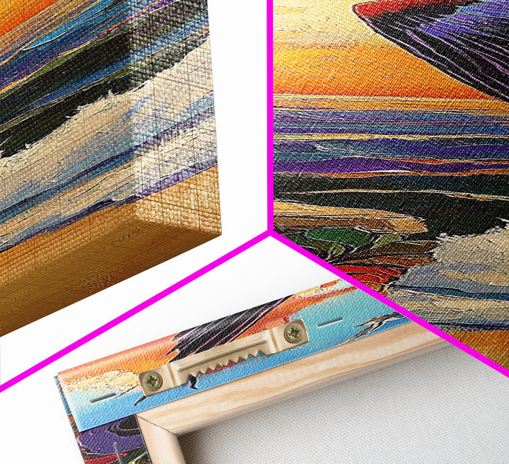 Bird Ocean, Flight, Canvas Print, Coastal Wildlife Wall Art, Nature Inspired Decor, Sunset Seascape, Beach House Accent Piece