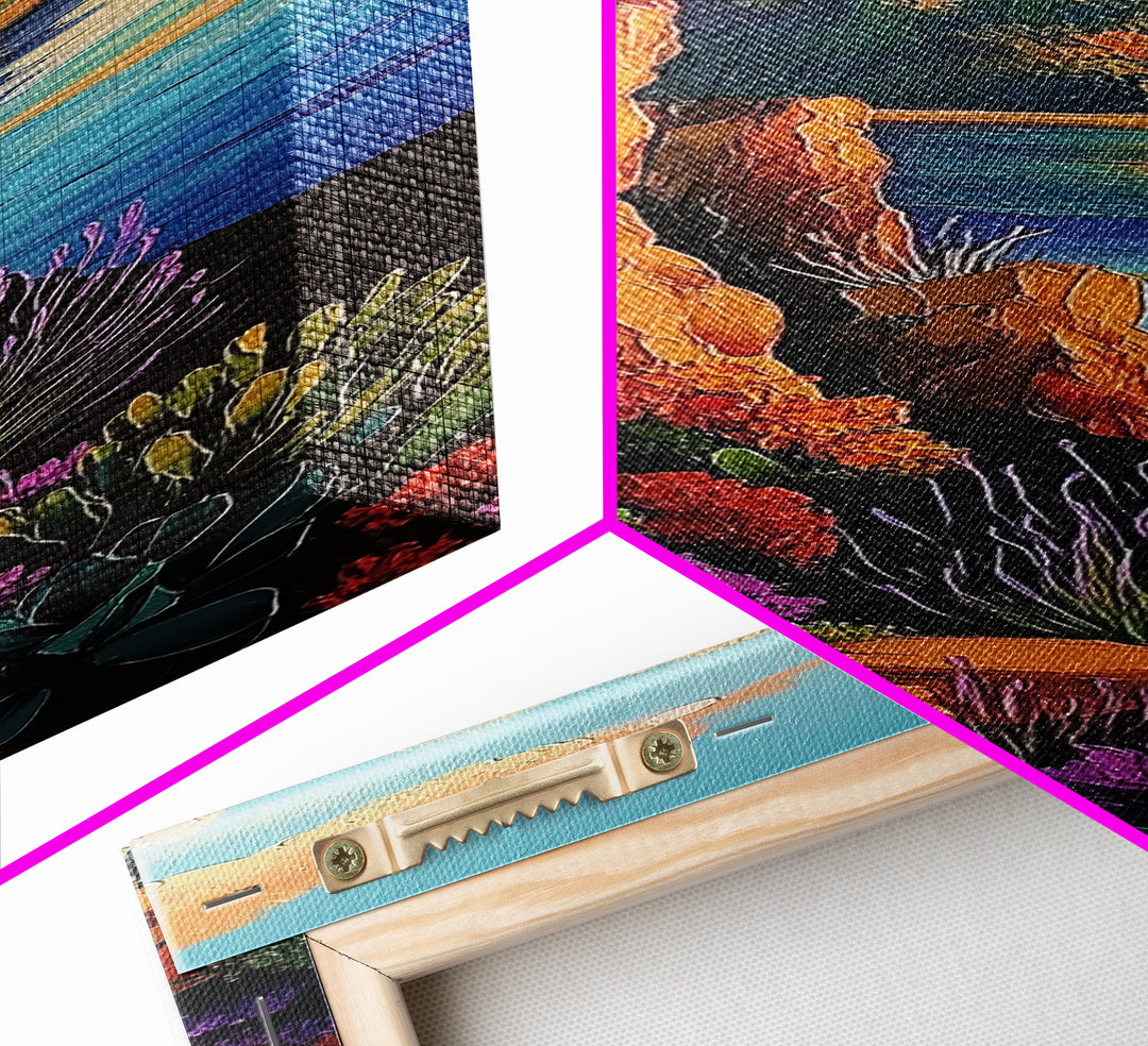 Cliffs Coastal Path, Nature, Canvas Print, Scenic coastal hiking trail art, vibrant cliffside painting, nature inspired living room wall decor