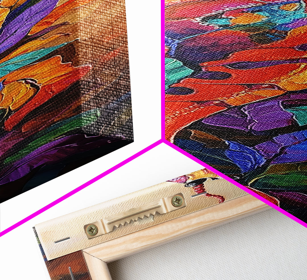 Crab Abstract, Bright Sea, Canvas Print, Nautical wall art, whimsical seafood decor, coastal beach house accent, bold boho lobster painting