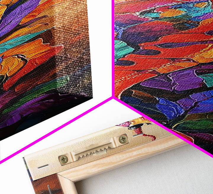 Crab Abstract, Bright Sea, Canvas Print, Nautical wall art, whimsical seafood decor, coastal beach house accent, bold boho lobster painting