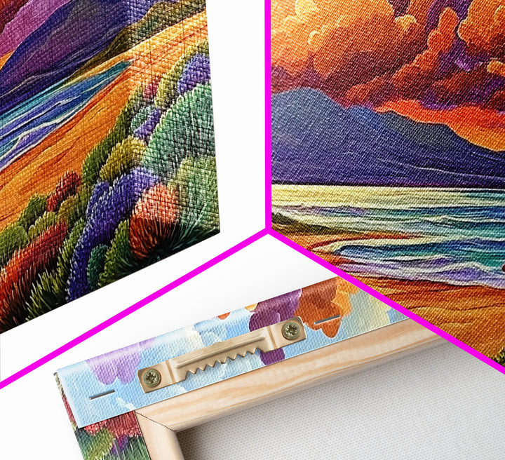 Coastal Sunset, Sandy Dunes, Ocean View, Canvas Print, Beach sunset artwork perfect Bathroom Wall Art or Tranquil Bedroom Decor