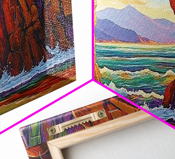 Archway Ocean, Rocks, Canvas Print, Coastal Decor, Beach House Landscape Art, Dramatic Seascape, Living Room Wall Art, Nature Painting