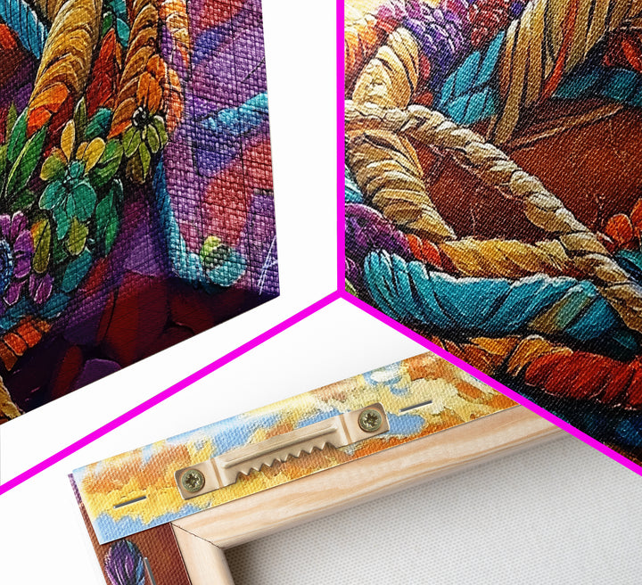 Desert Rope, Western Decor, Rustic Sunset, Framed Canvas Print, Southwestern Wall Art, Bold Kitchen or Ranch Style Office Decor