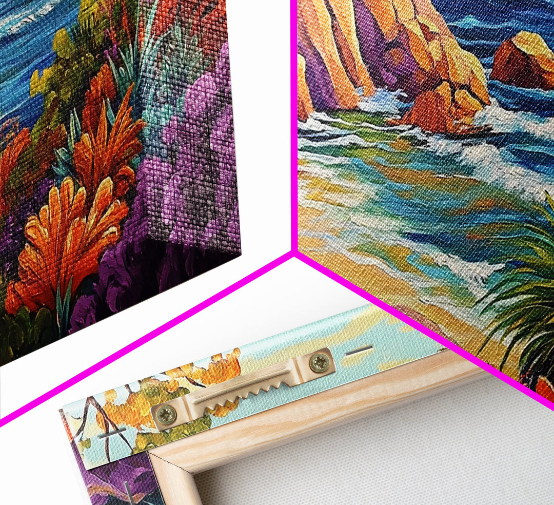 Cove Beach, Tropical, Hideaway, Coastal beach hideaway Canvas Print, tropical wall art, bedroom ocean view, vibrant color landscape