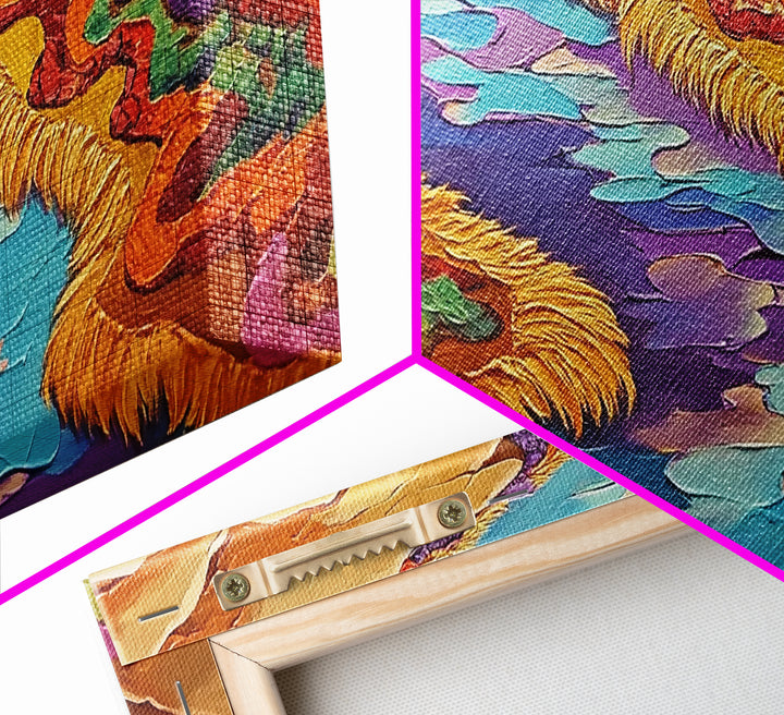 River Abstract, Color, Framed Canvas Print, Textured abstract river canyon painting, Desert Vibe Landscape Art, Hallway Wall Art