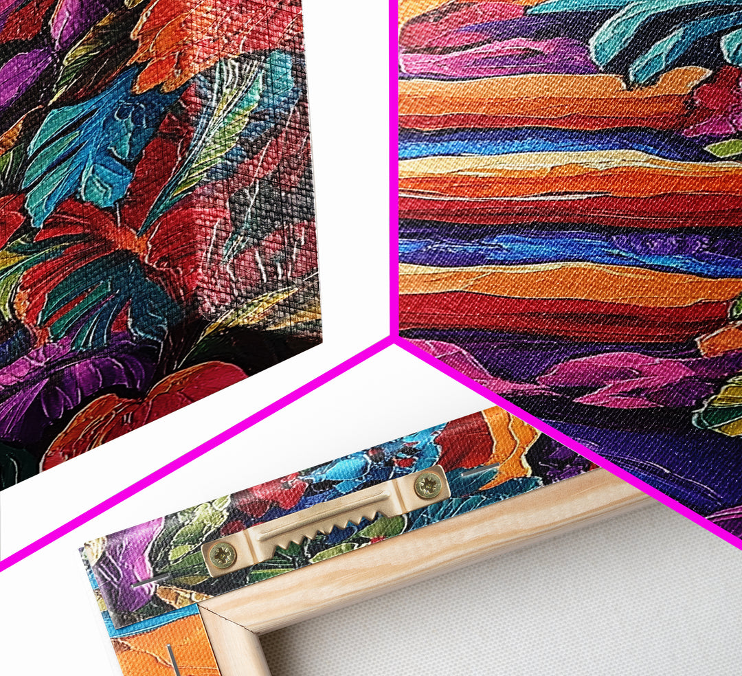 Canyon Path, Vibrant, Nature, Canvas Print bold textured painting, desert botanical wall decor, hallway art, southwest boho jungle print