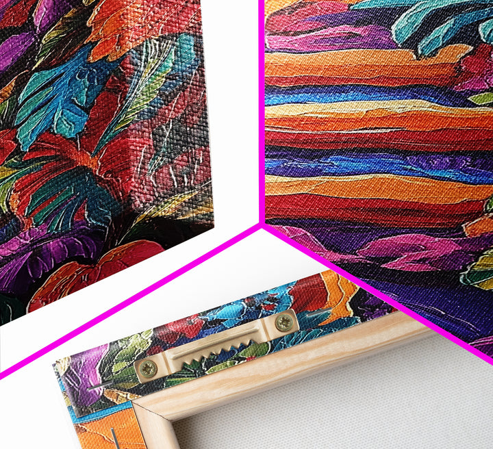 Canyon Path, Vibrant, Nature, Canvas Print bold textured painting, desert botanical wall decor, hallway art, southwest boho jungle print