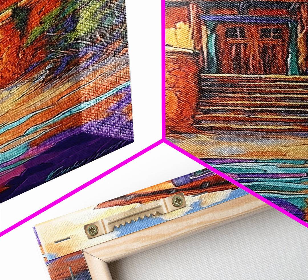 Adobe Desert, House, Framed Canvas Print, Rustic Southwest Wall Art, Earth Tone Adobe Home Decor, Boho Fall Art, Entryway Statement Piece