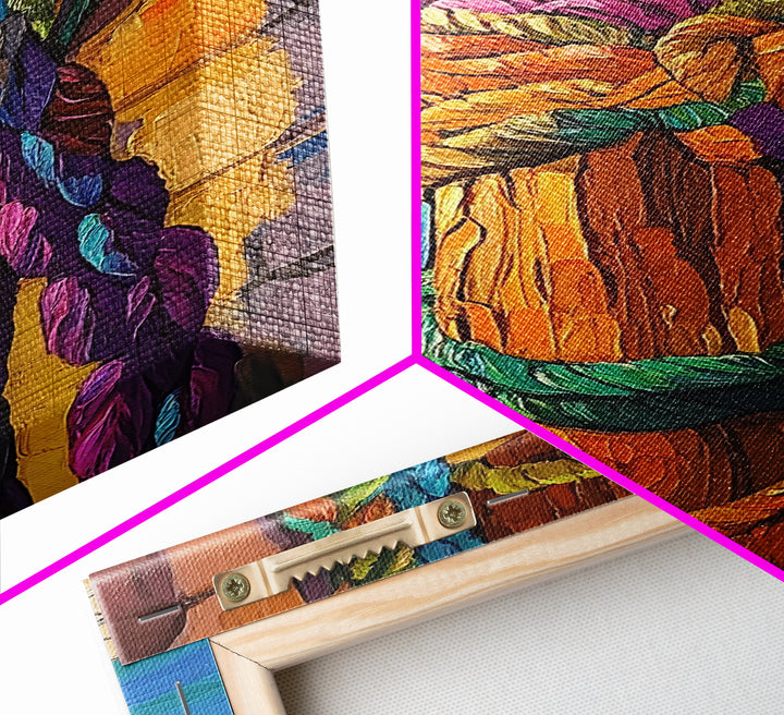 Boat Dock, Ropes, Framed Canvas Print, Nautical Coastal Wall Art, Vibrant Marina Scene, Boho Seaside Decor, Bathroom art, Office Wall Art