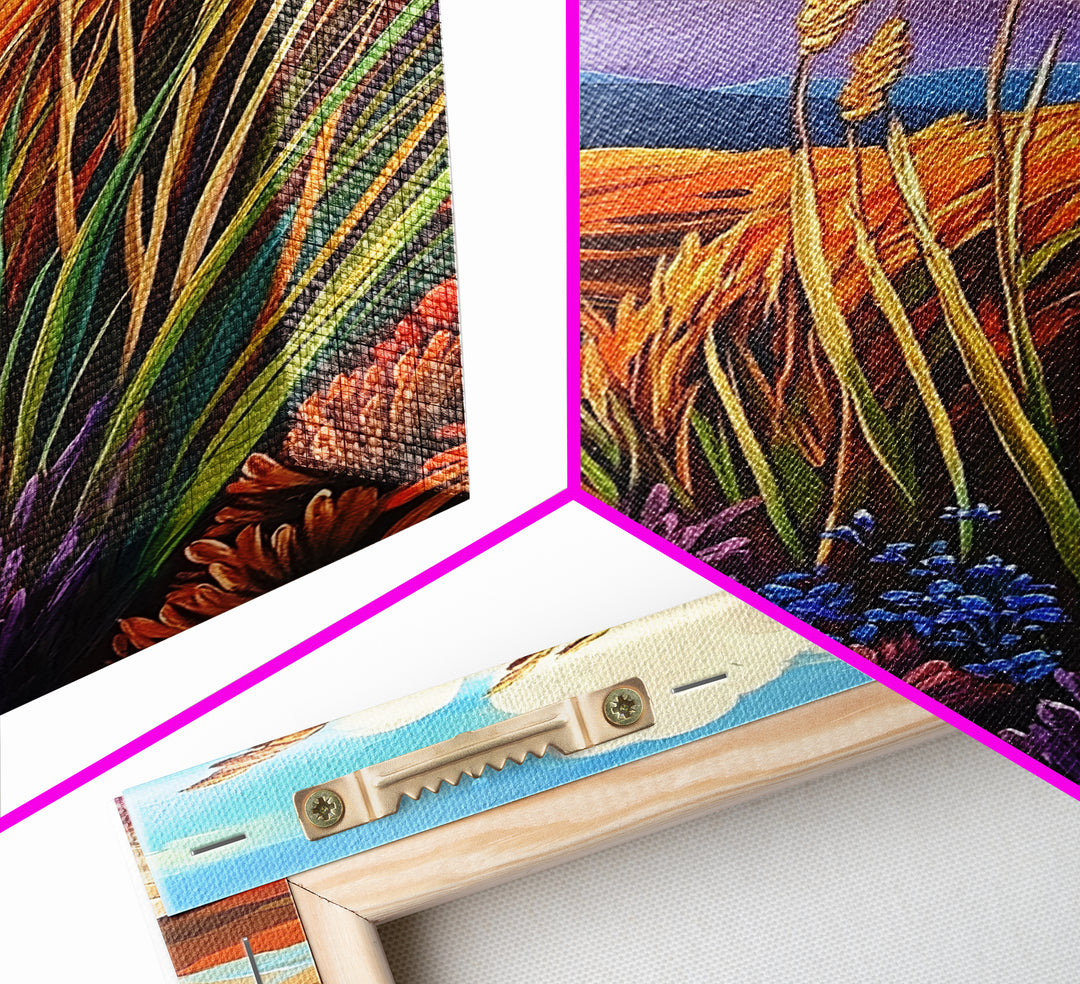 Autumn Prairie, Golden Fields, Windy Wheat, Nature Trail, Framed Canvas Print, Fall Wall Art, rustic farmhouse decor, cozy style