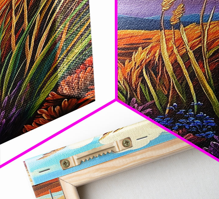 Autumn Prairie, Golden Fields, Windy Wheat, Nature Trail, Framed Canvas Print, Fall Wall Art, rustic farmhouse decor, cozy style