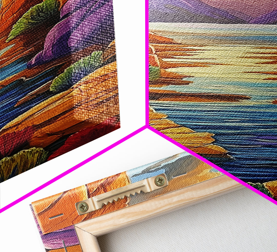 Canyon River, Twilight Calm, Desert Sunset, Flowing Stillness, Canvas Print, Nature Wall Art, Southwest Style, Peaceful Bedroom Decor