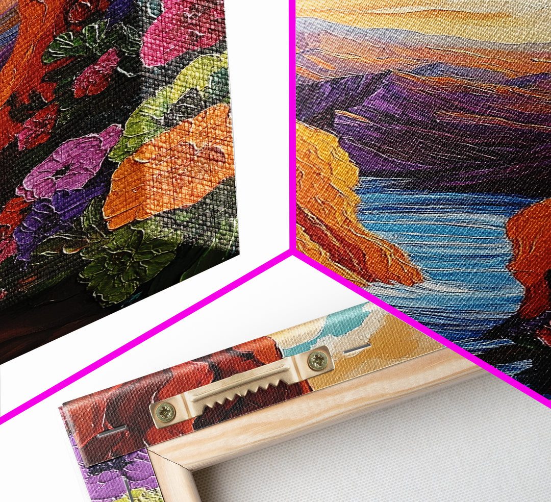 Canyon Wildflowers, Desert, Horizon, Canvas Print bold desert canyon landscape boho rustic mountain view wildflower wall art hallway decor