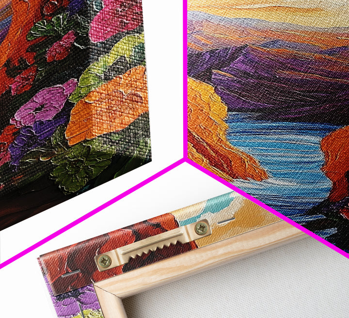 Canyon Wildflowers, Desert, Horizon, Canvas Print bold desert canyon landscape boho rustic mountain view wildflower wall art hallway decor