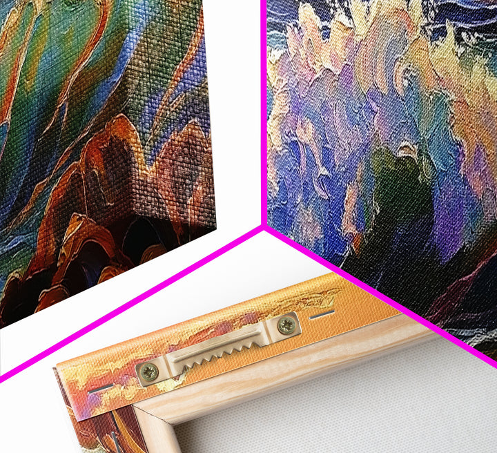 Breaking Wave, Seascape Sunset, Surf Art, Tranquil Ocean, Framed Canvas Print, Beach House Wall Art, Coastal Living Decor, Nature Scene