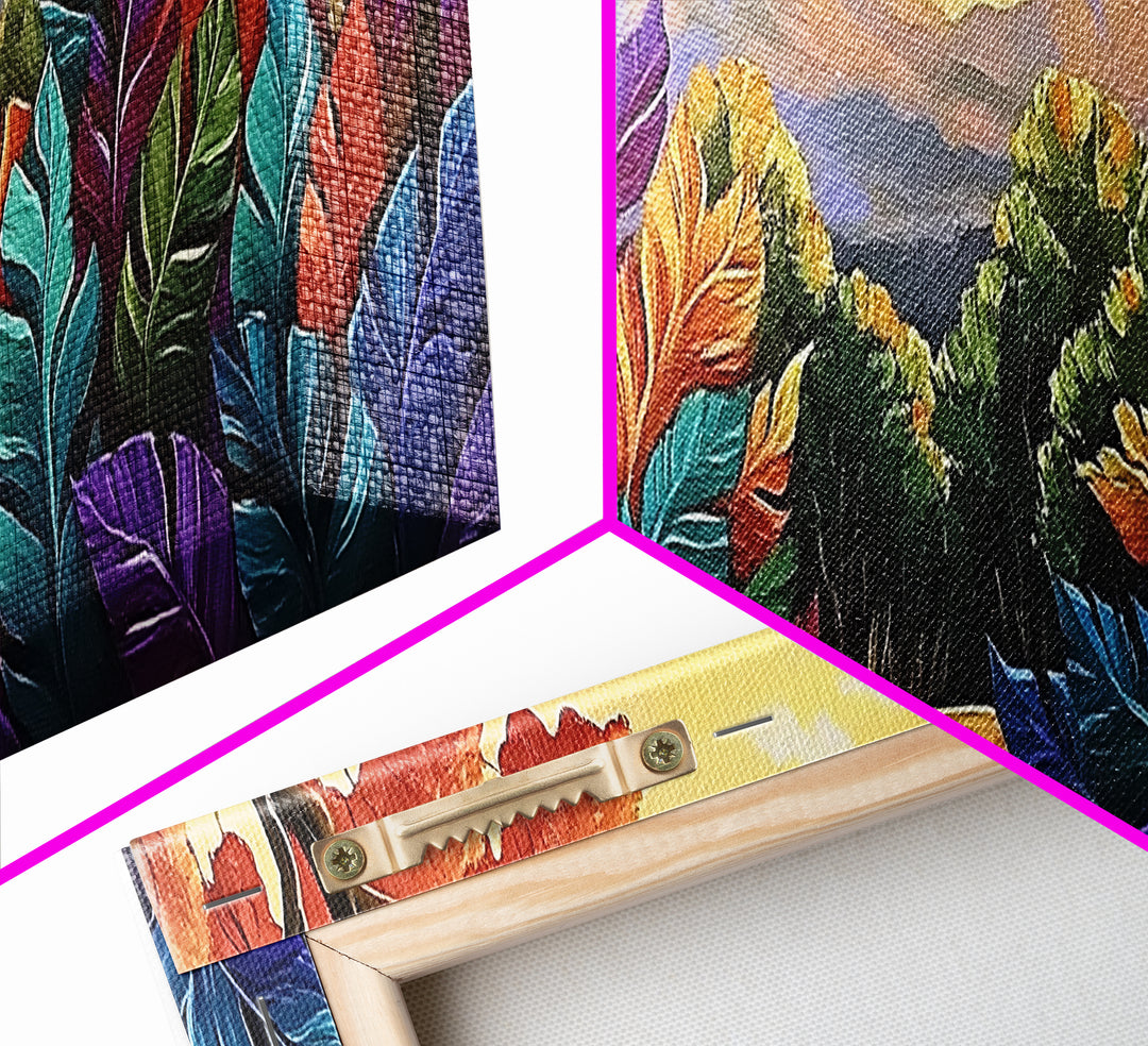 Autumn Forest Path, Colorful Fall Foliage Trail, Vibrant Nature Design, Framed Canvas Print, Cozy Hallway Art, Fall Living Room