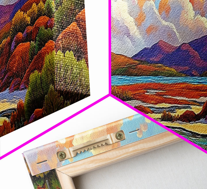 Desert Oasis, Canyon River, Cloudy Sky, Canvas Print, Southwest Landscape Art, Living Room Wall Art, Warm Earth Tone Decor