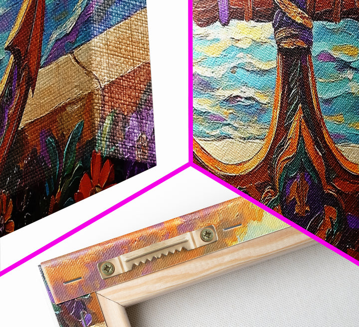 Anchor Seaside Art, Nautical Sunset, Framed Canvas Print, Coastal Home Decor, Ocean Lover Gift, Beach Living Room Wall Art