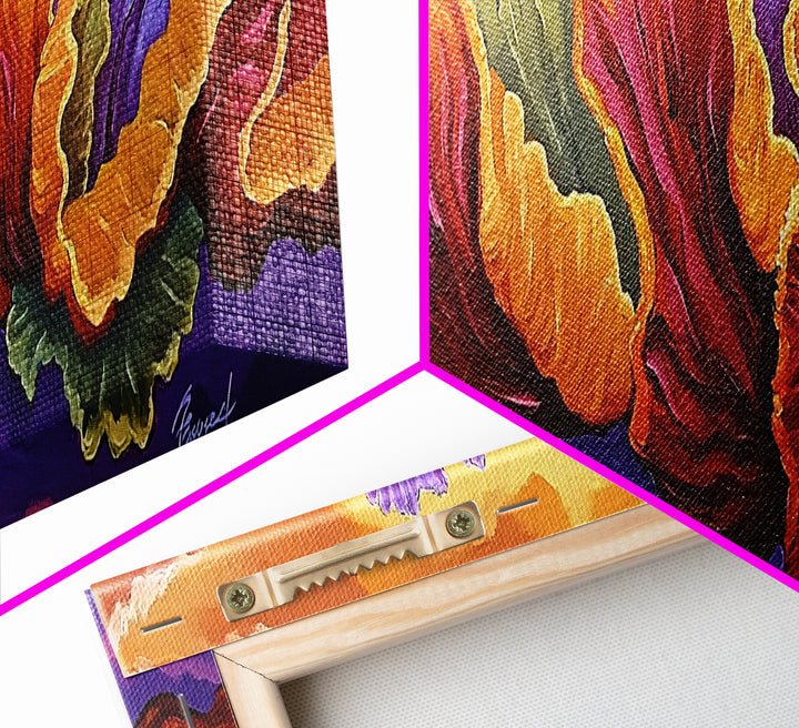 Abstract Coral, Ocean Fantasy, Vibrant Texture, Sunset Skies, Canvas Print, Coastal Wall Art, Beach Decor, Living Room Statement Art