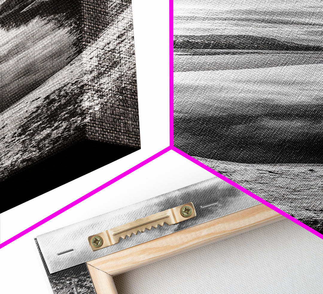 Black and White River, Forest Nature Scene, Reflection Wall Art, Framed Canvas Print, Neutral Landscape, Minimalist Bedroom Decor