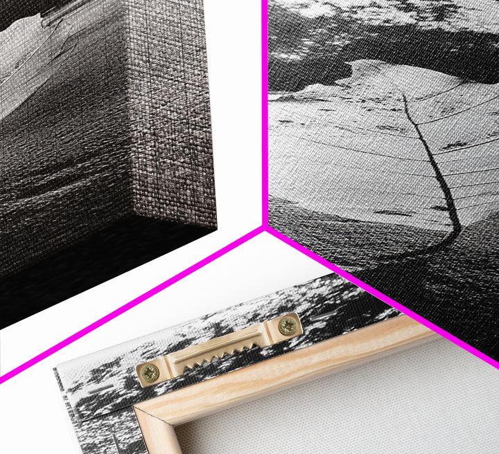 Autumn Leaf Beach, Fall Nature Scene, Minimal Wall Decor, Framed Canvas Print, Seasonal Bedroom Art, Black and White Photography